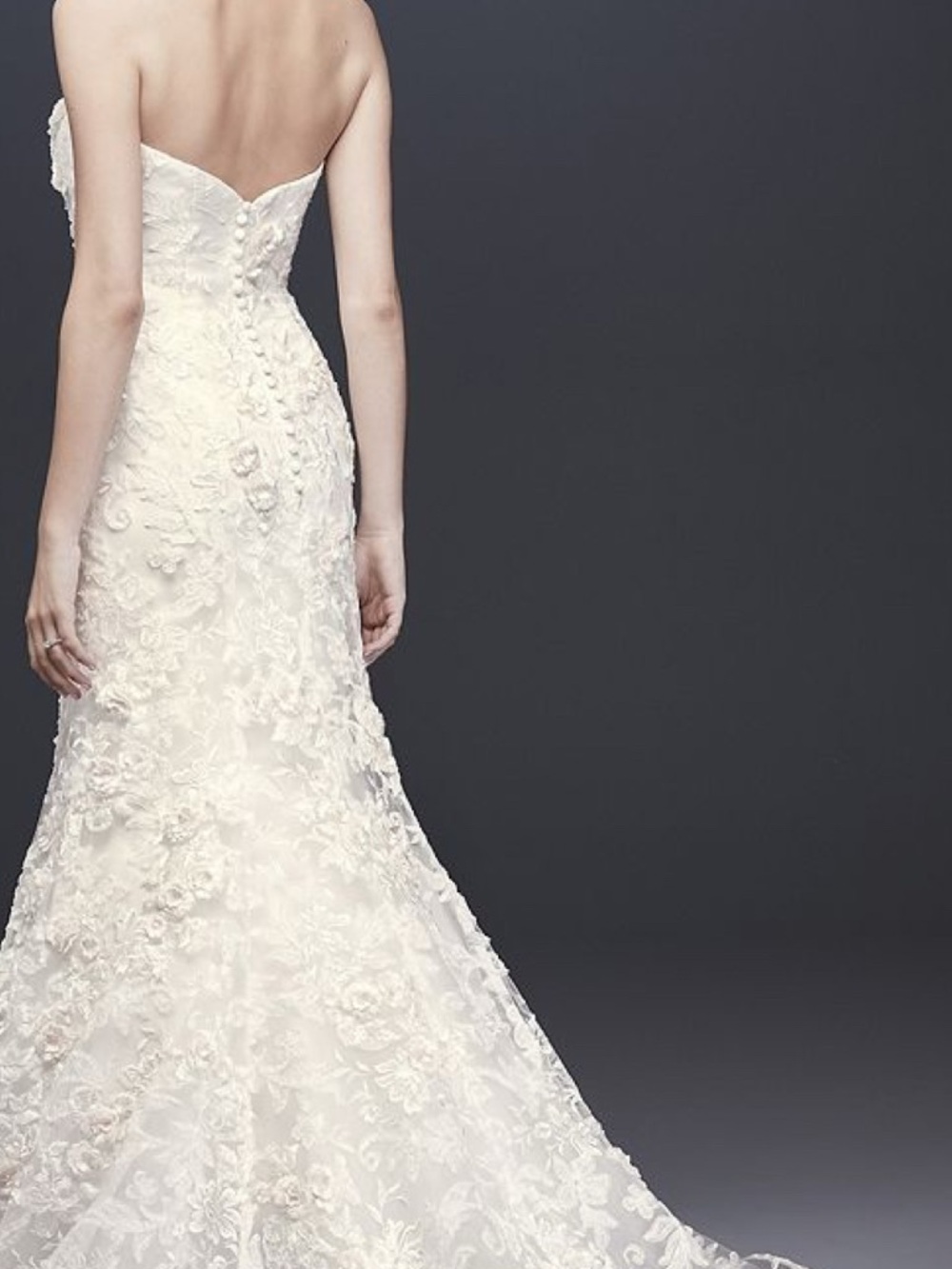 Ivory Floral Lace Wedding Gown - Picture 7 of 8